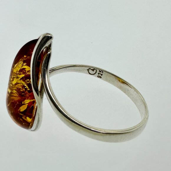 925 Sterling Silver Amber Teardrop Ring - Size 9.5 - Picture 14 of 15